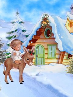 Enfant Mignon Sur un Âne