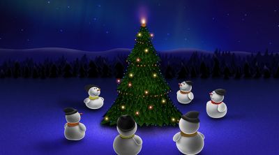Bonhommes de Neige Autour du Sapin de Noël