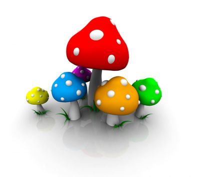 Champignons Colorés en Dessin Animé