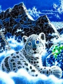 Léopard des neiges dans un paysage mystique