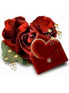 Rose Rouge et Enveloppe en Forme de Cœur