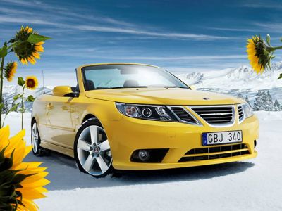 Voiture Cabriolet Jaune dans la Nature