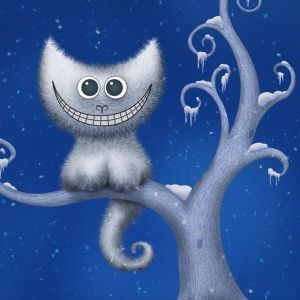 Chat Dessin Animé Mignon en Hiver