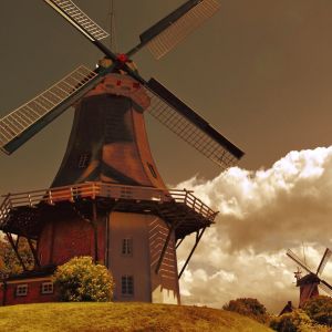 Beau Paysage de Moulin à Vent