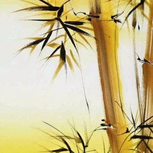 Art de Bambou avec Fond Jaune