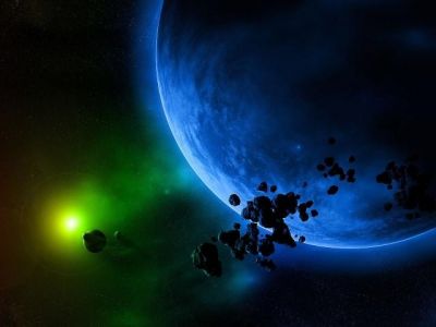 Planète Bleue dans l'Espace