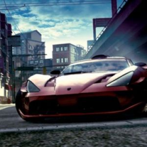 Voiture de Sport Rouge en Milieu Urbain