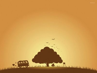 Silhouette d'un Arbre et d'un Bus