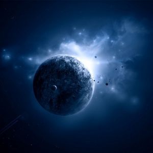 Planète Bleue Mystique dans l'Espace