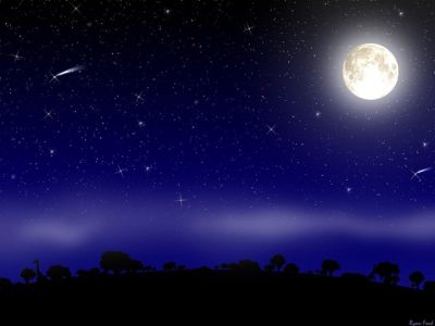 Ciel Étoilé de Nuit avec Lune