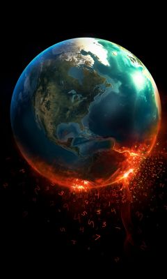 Terre dans l'Espace avec Effets Enflammés