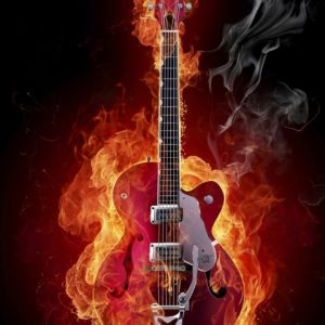 Guitare Électrique Enflammée