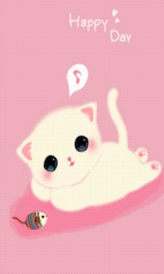 Mignon Chaton Blanc avec Souris
