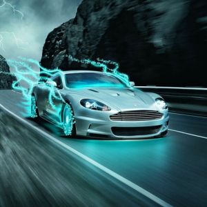 Voiture de Sport Électrique en Mouvement