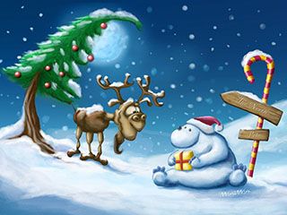 Scène de Noël mignonne avec un renne