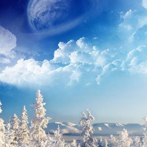 Paysage d'Hiver avec Planète