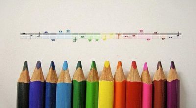 Notes Musicales Colorées avec Crayons