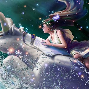 Fille Fantastique Montant un Taureau