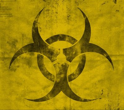 Symbole de biohazard sur fond jaune