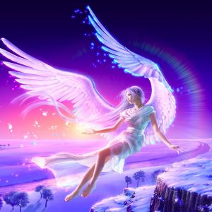 Ange avec Ailes dans un Paysage Fantastique