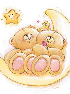 Ours Mignons Sous la Lune