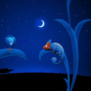Art Fantastique de Caméléon et Extraterrestre