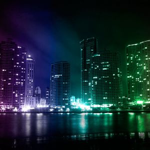 Skyline de la Ville la Nuit