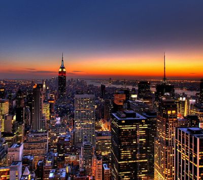 Skyline de New York au Coucher de Soleil