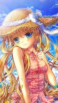 Fille Anime avec Chapeau de Paille
