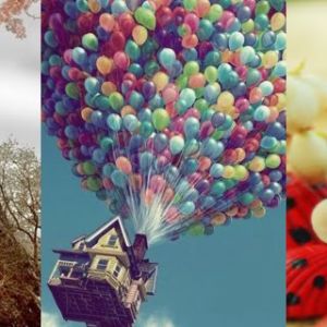 Tour Eiffel, ballons et fleurs