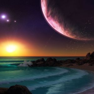 Coucher de Soleil Spatial Éblouissant