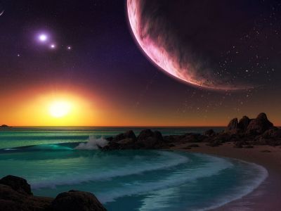 Coucher de Soleil Spatial Éblouissant
