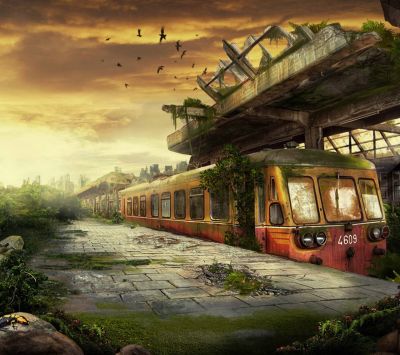 Train Abandonné dans la Nature