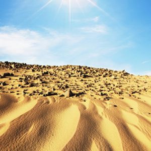 Paysage désertique avec soleil