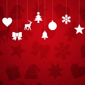 Ornements de Noël sur Fond Rouge