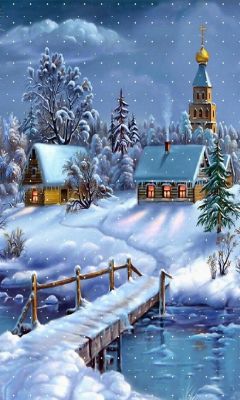 Scène de Noël dans un Paysage d'Hiver