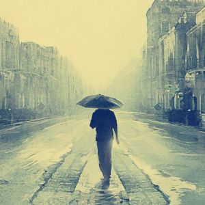 Rue Brumeuse avec Parapluie