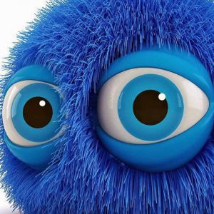 Personnage Bleu Fluffy Mignon