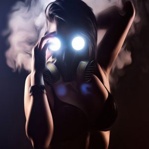 Fille Mystérieuse en Masque à Gaz