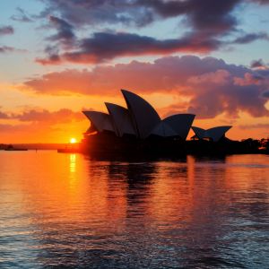 Coucher de soleil sur l'Opéra de Sydney